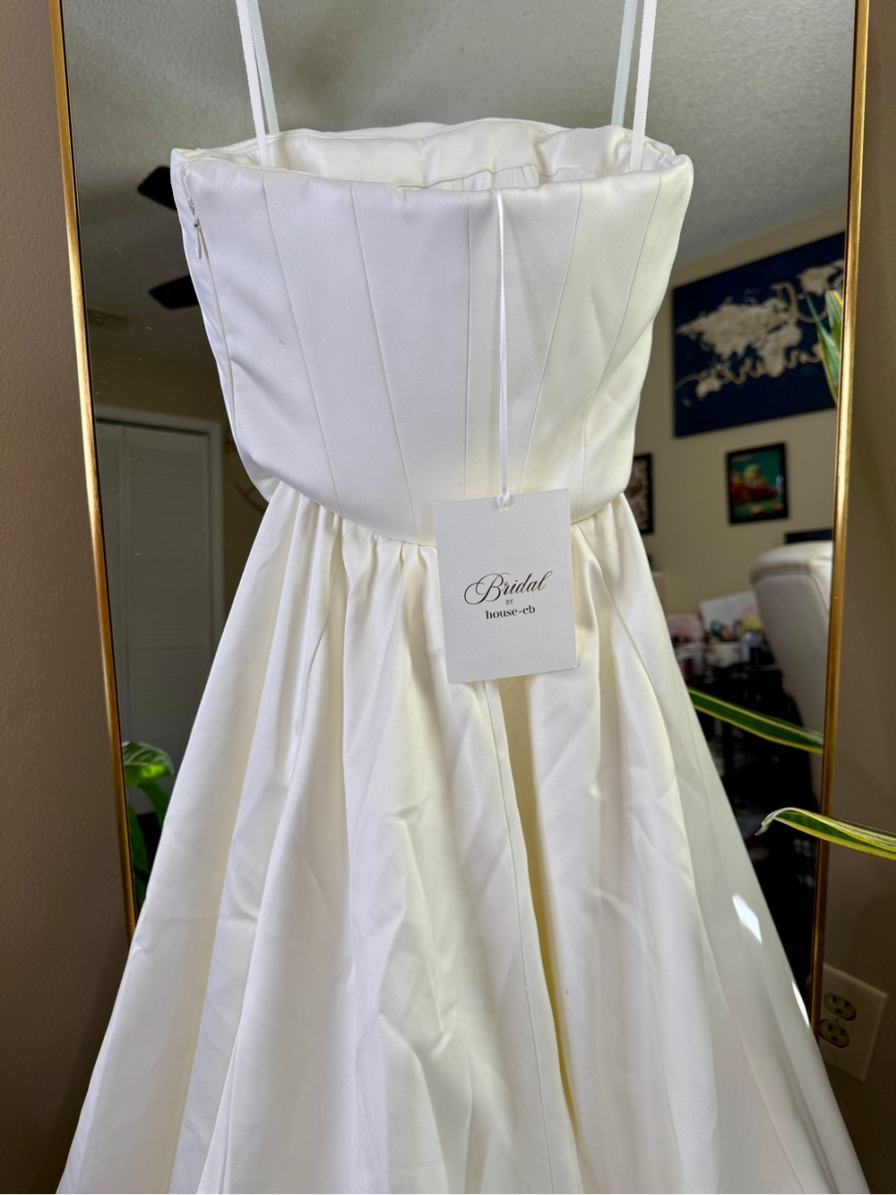 House of CB SABRINA Ivory Satin Strapless Bridal Gown NWT - Picture 12 of 16